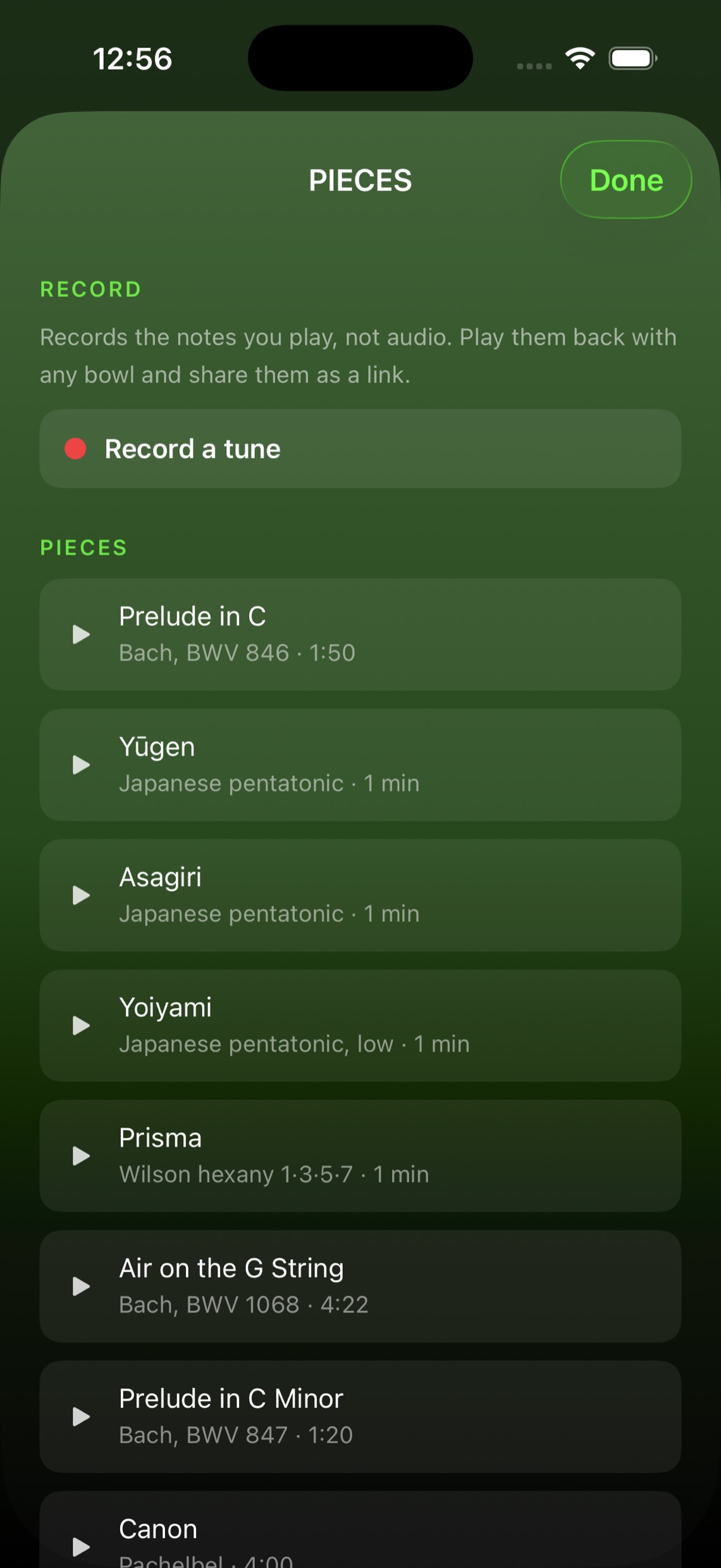 Lista de piezas en la versión de iPhone